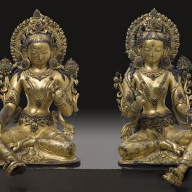 Two Taras 18th century Nepalese sculptures