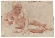 Reclining male nude drawing